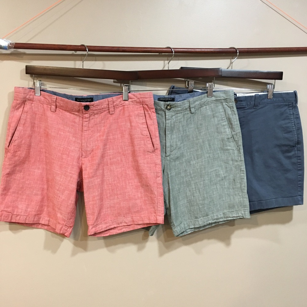 Banana Republic J.Crew Chambray Chino Shorts Bundle Mens 35x7 Coastal Preppy